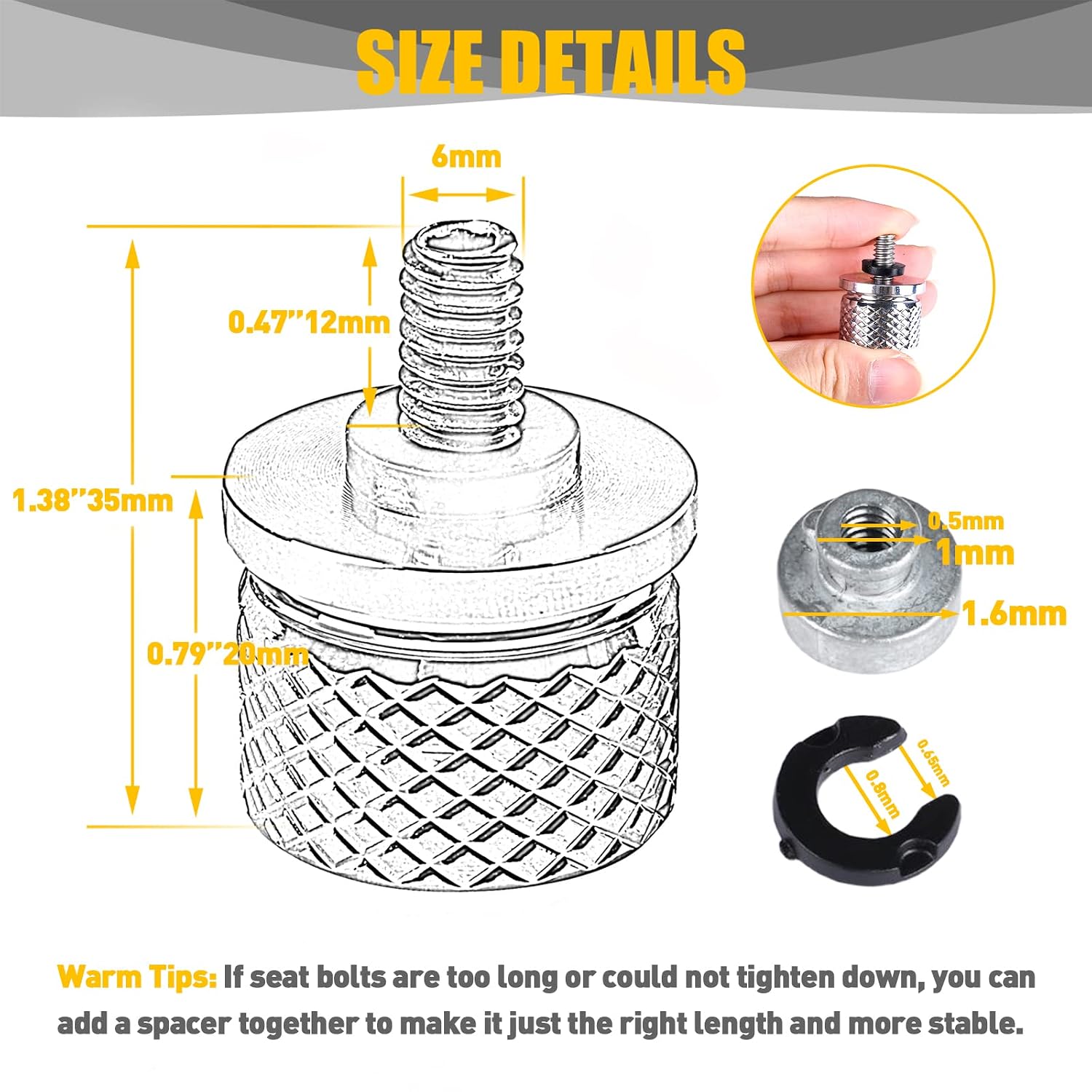 Motorcycle Fender Rear Seat Bolt Screw Nut Kit 1/4"-20 Thread for Harley Softail Dyna Fatbob Sportster CVO Touring Electra Glide Street Glide1996-2025(Chrome 04)