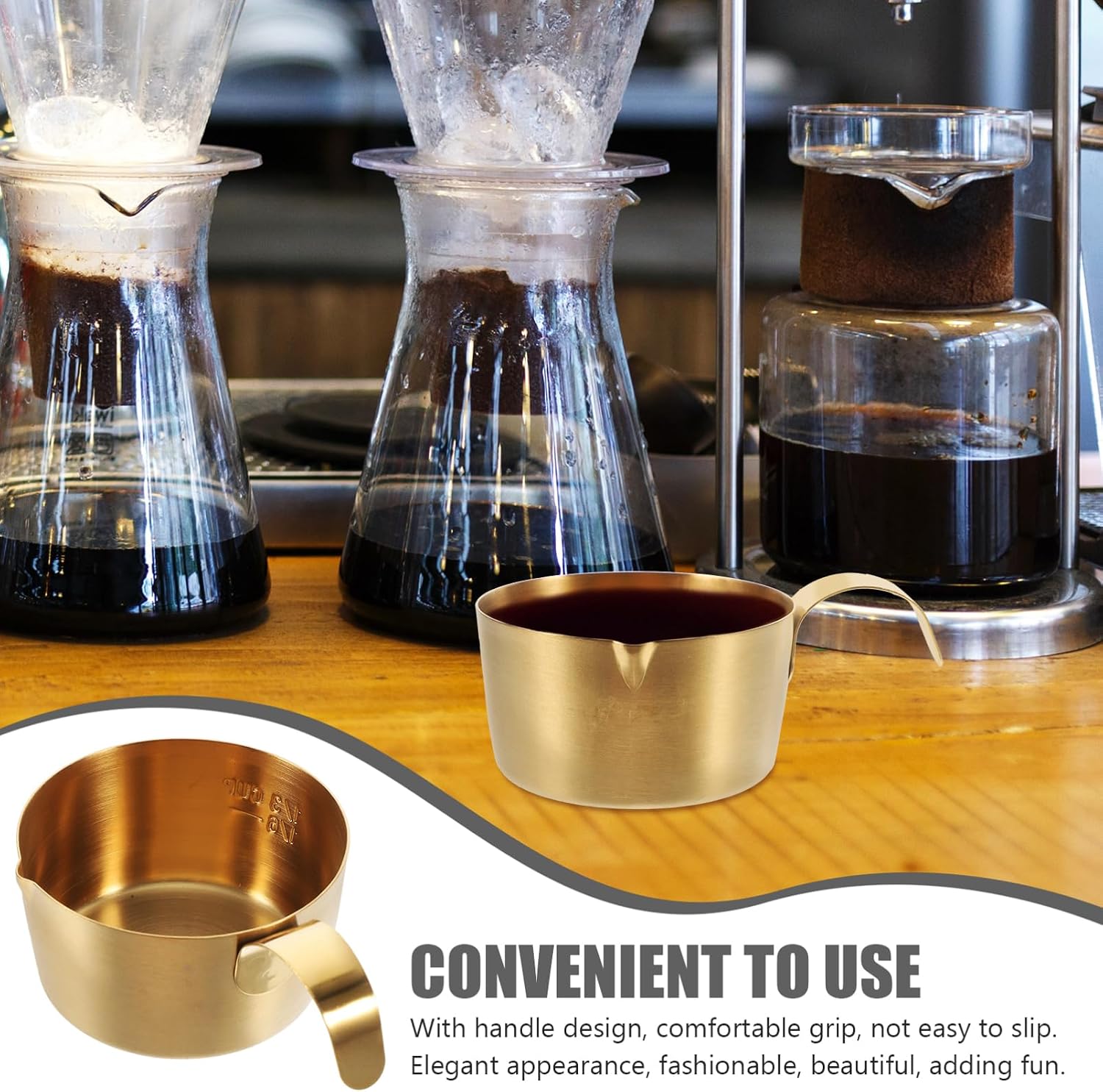Gatuida Stainless Steel Espresso Extraction Cup 80Ml with Engraved Measurements and Handle Coffee Dosing Pitcher for Espresso Shots Sauces Milk Frothing Accessories