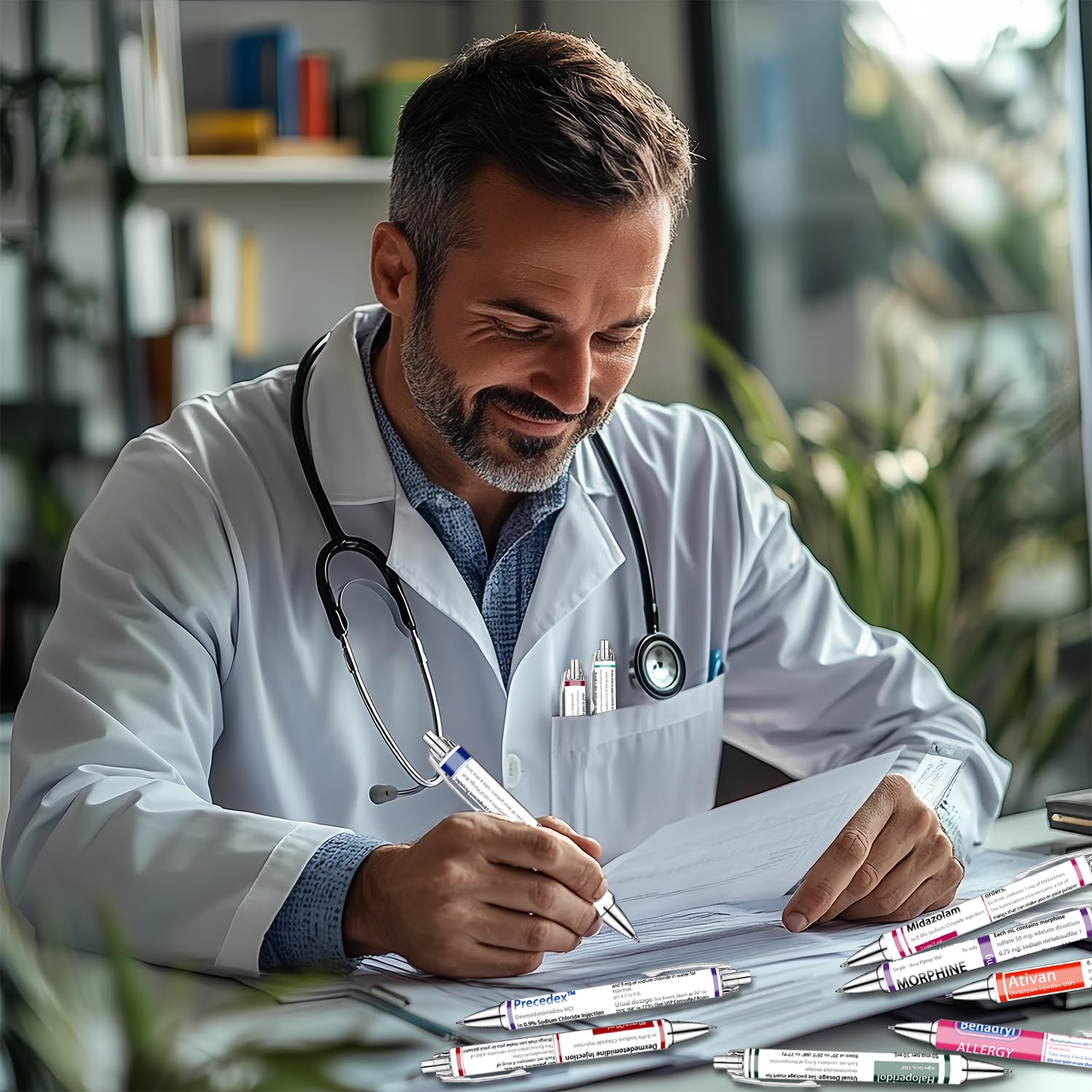 Idealmuzik Set di penne a sfera per farmacia, divertenti penne a sfera a tema medico per farmacisti, infermieri, studenti di farmacia e operatori sanitari, penne per scrittura fluida per scuola