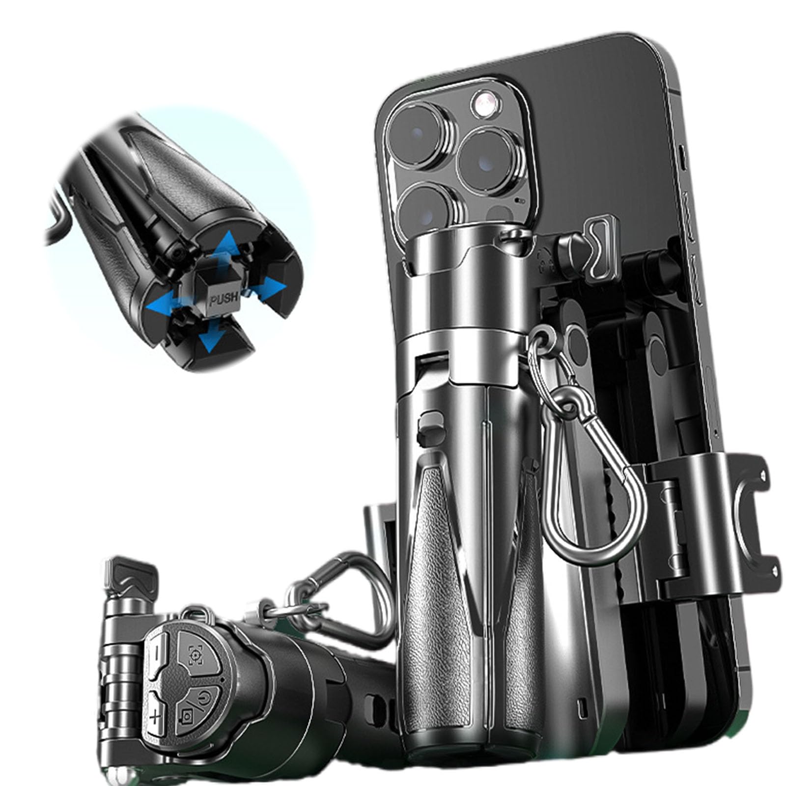 Treppiede Selfie Stick Portatile Con Telecomando Bluetooth – 3 In 1 Per IPhone E Android, Ideale Per Live Streaming E Viaggi