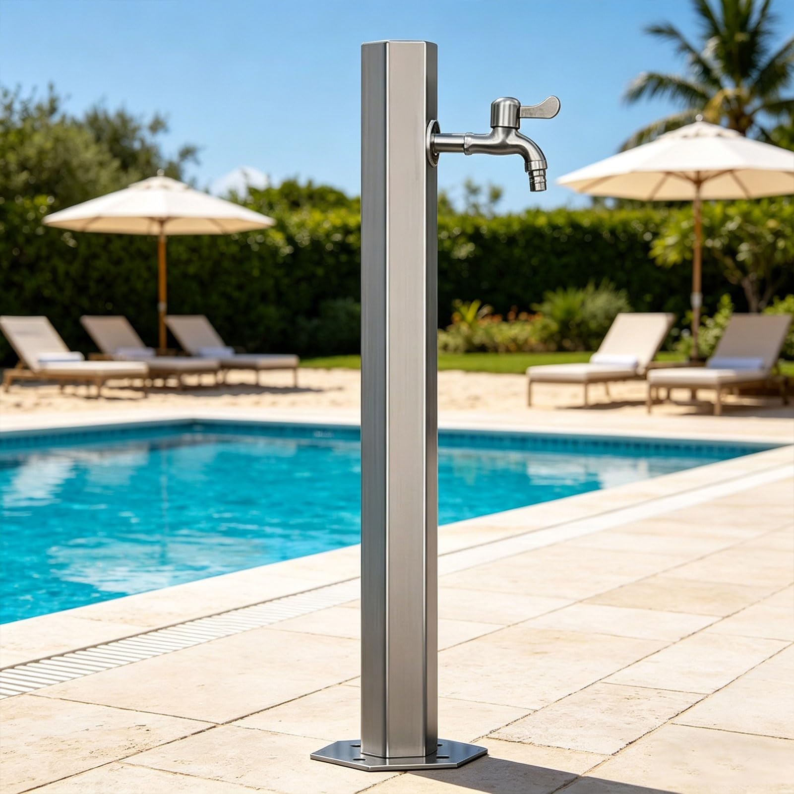 Sxbhdm One Color 304 Stainless Steel Vertical Garden Water Column, Freestanding Hose Stand With Lock Faucet, Outdoor Antifreeze Faucet Dispenser, Hydrant Water Feature Fountain(Short Height:50cm/19.7In)
