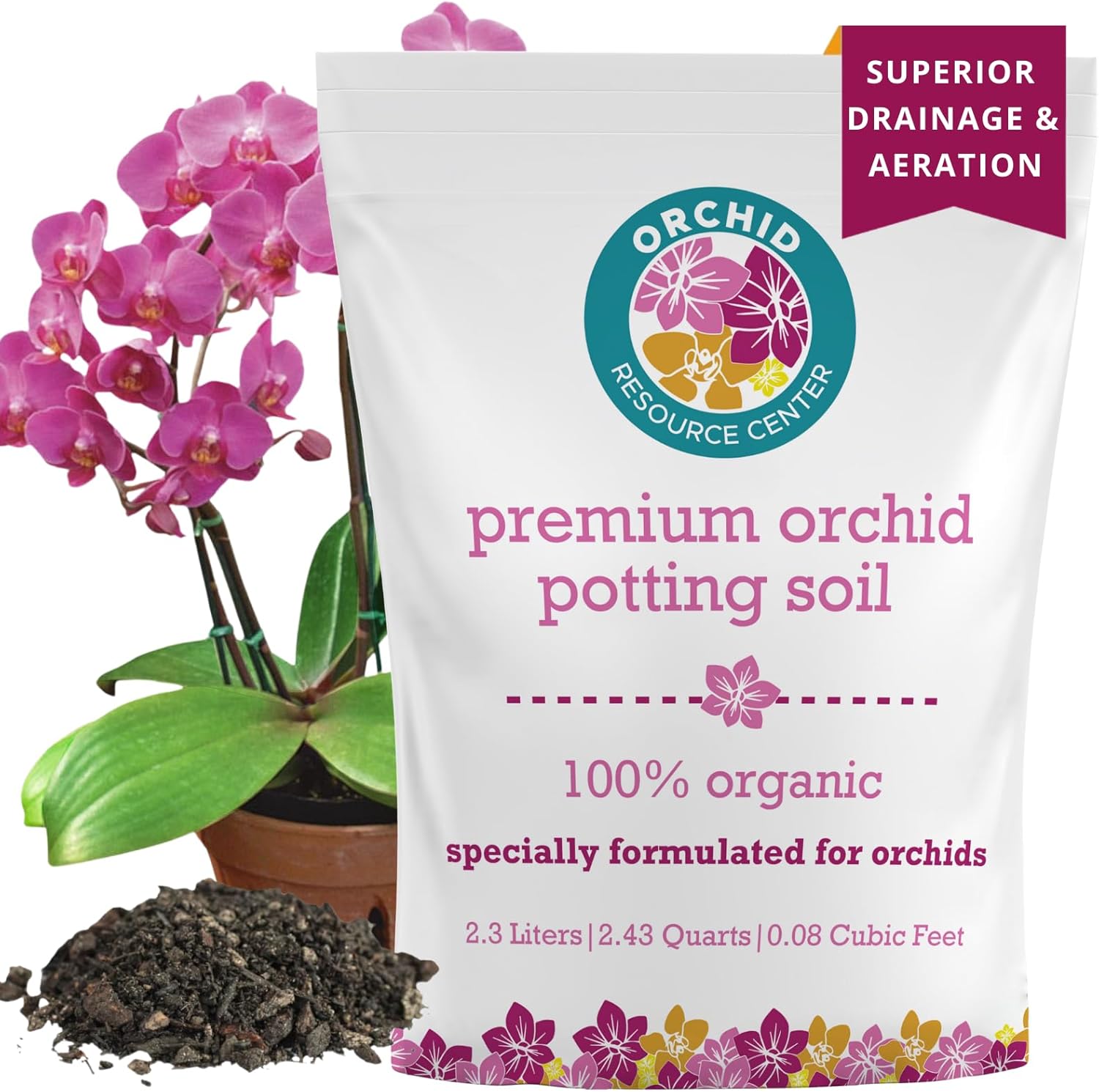 100% Organic Orchid Potting Soil – Nutrient-Rich, Well-Draining Blend for Stronger Roots & Vibrant Growth | Hand-Blended & Eco-Friendly | Made in USA | 2.3L Bag