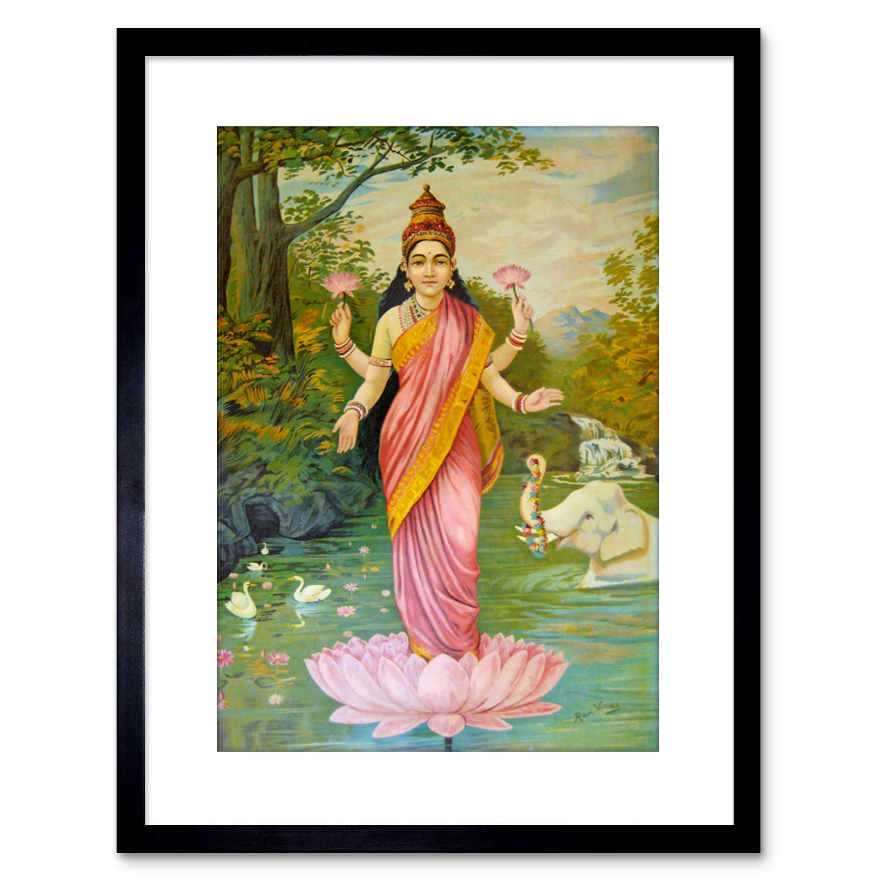 Wee Blue Coo PAINTING VARMA GODDESS LAKSHMI 9x7 FRAMED ART PRINT F97X12882
