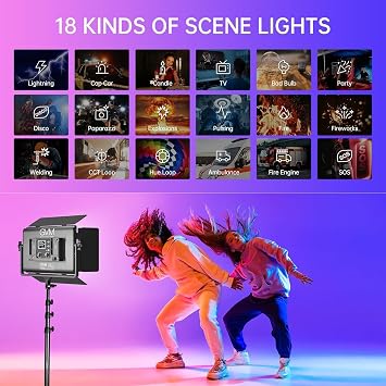 GVM 1300D RGB Video Light with Softbox, 65W LED Video Lighting Kit, 25000lux/0.5m, 360 Full Color Photography Lighting Kit, 2 Packs Led Panel Light for YouTube, Web Conference, Streaming