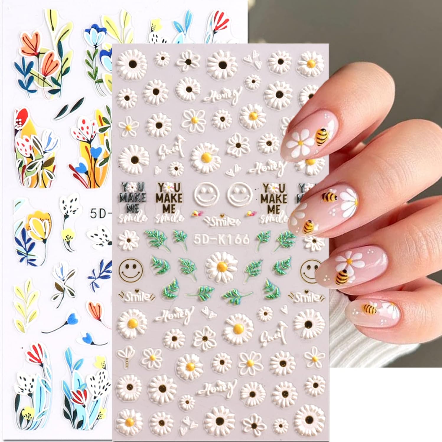 Diduikalor Flower Nail Art Stickers Acrylic 5D Exquisite