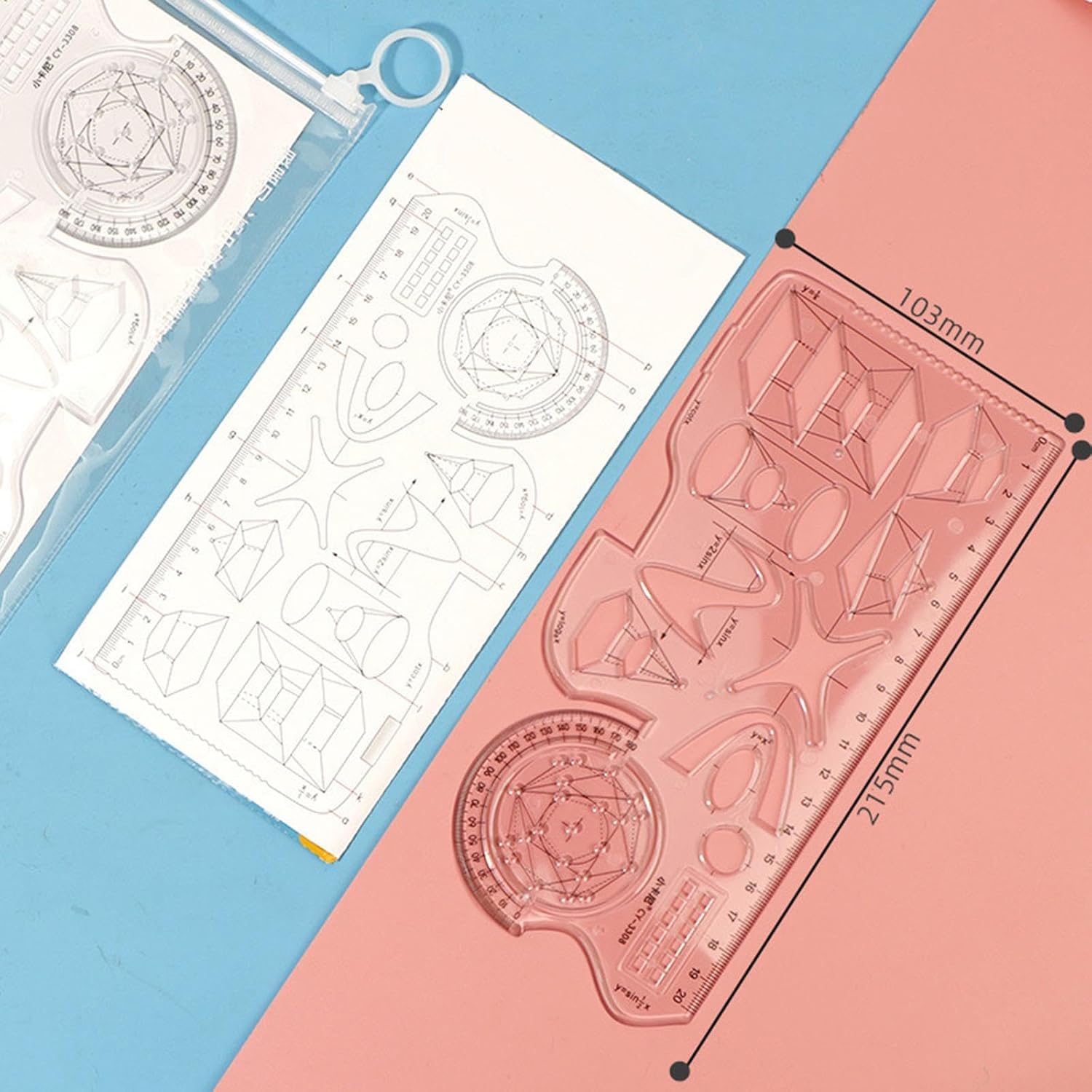 SAMVARDHAN Multifunctional Geometric Ruler Drawing Template for Sewing Office Form Work 10.3cmx21.5cm | Tools | Measuring & Layout Tools |Home & Garden |Measuring Tapes & Rulers 2