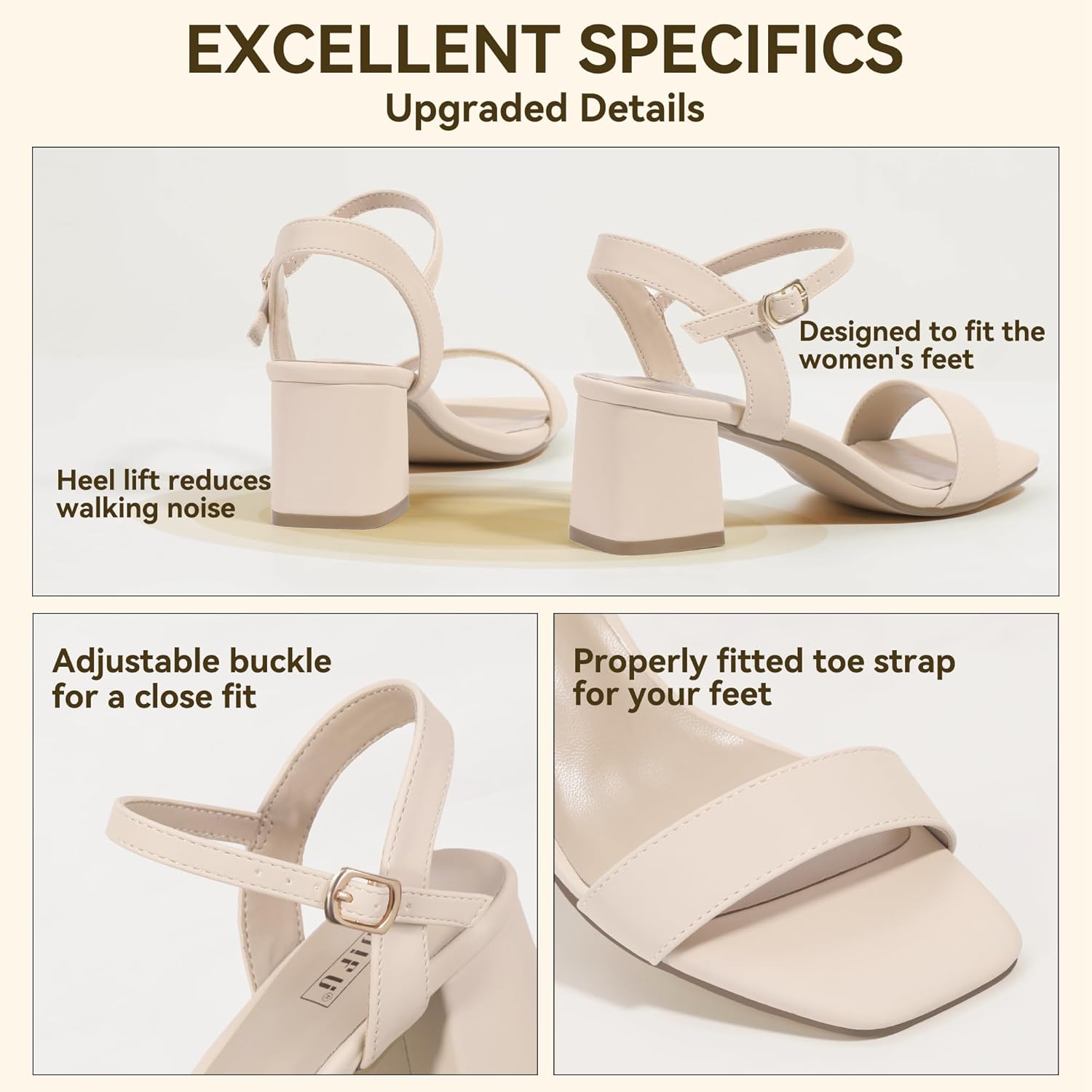 IDIFU IN2 Low Block Heels for Women Chunky Heels Square Open Toe Heeled Sandals Wedding Bride Prom Graduation Dress Shoes Comfortable Cute Trendy Summer Casual Ankle Strap Heels - Image 5
