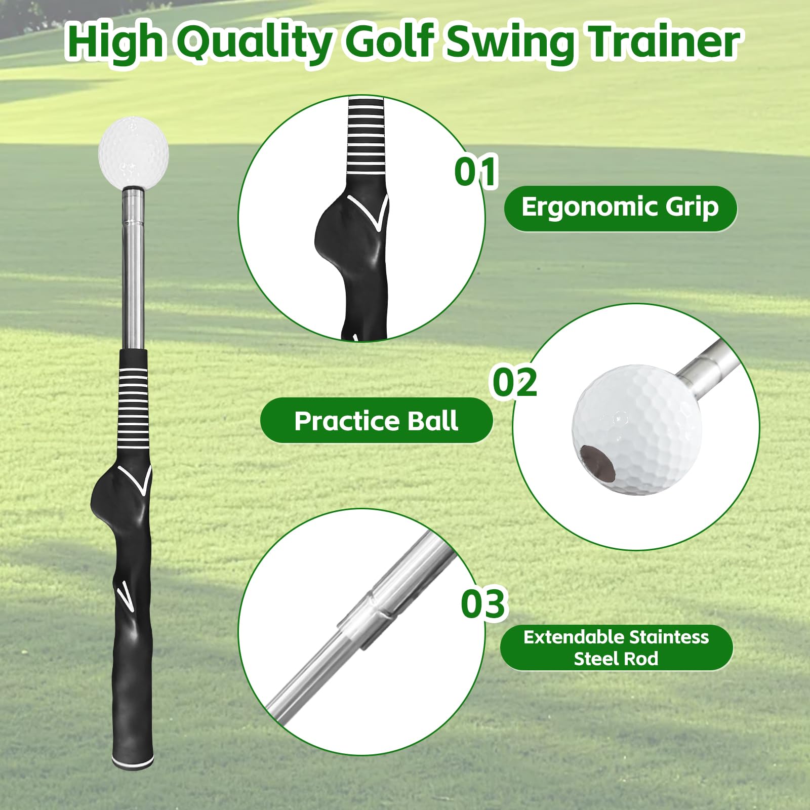 Golf Swing Trainer mit Armband, Einziehbare Golftrainingshilfe, Swing Click Feedback Trainingshilfe Set, Indoor Outdoor Übung Golf Zubehör Perfekte Golf Geschenke für Männer