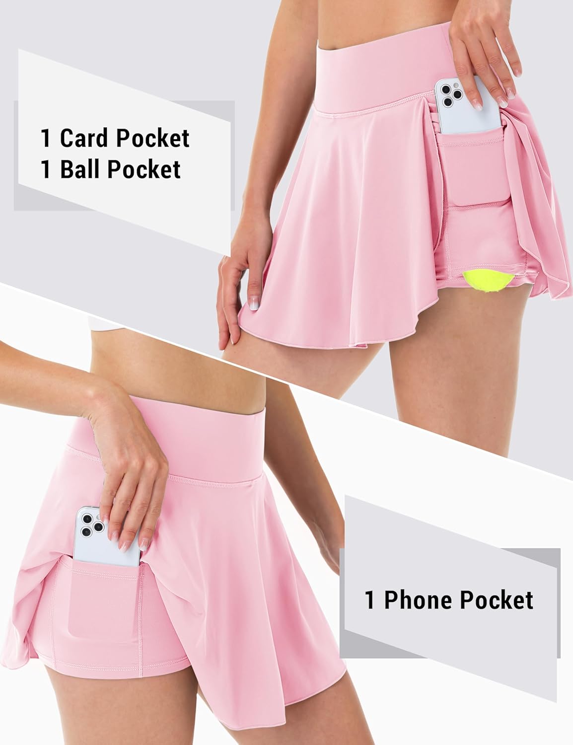 MAGCOMSEN Women's Tennis Skorts with Pockets High Waisted Golf Skirts Inner Shorts Pickleball Athletic Workout Skorts - Image 5