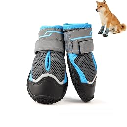 Duuclume 2-Pieces Dog Boots Paw Protector,Non-Slip, Breathable & Reflective Pet Shoes, Dual Adjustable Washable Outdoor Walking Footwear for Small to Large Dogs (Blue Grey, 0)