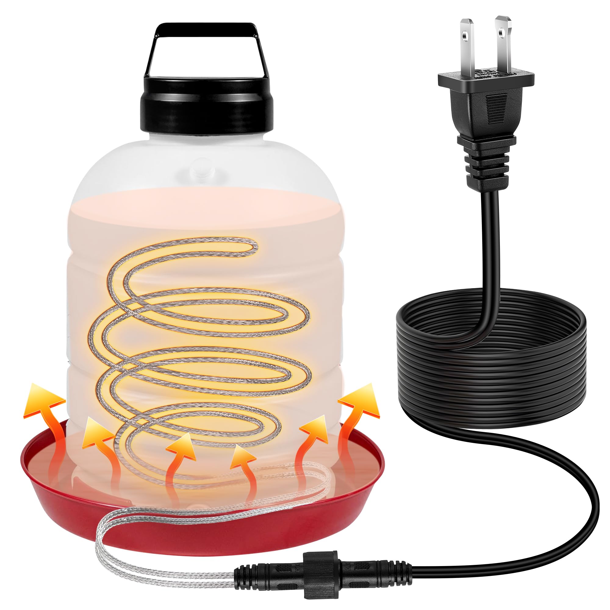Scaldabagno per pollo, 60 W, 3,1 m, riscaldato per l'inverno, abbeveratoio riscaldato a prova di congelamento per oche di pollo, anatra, scaldabagno in acciaio inox per secchi e abbeveratoi all'aperto