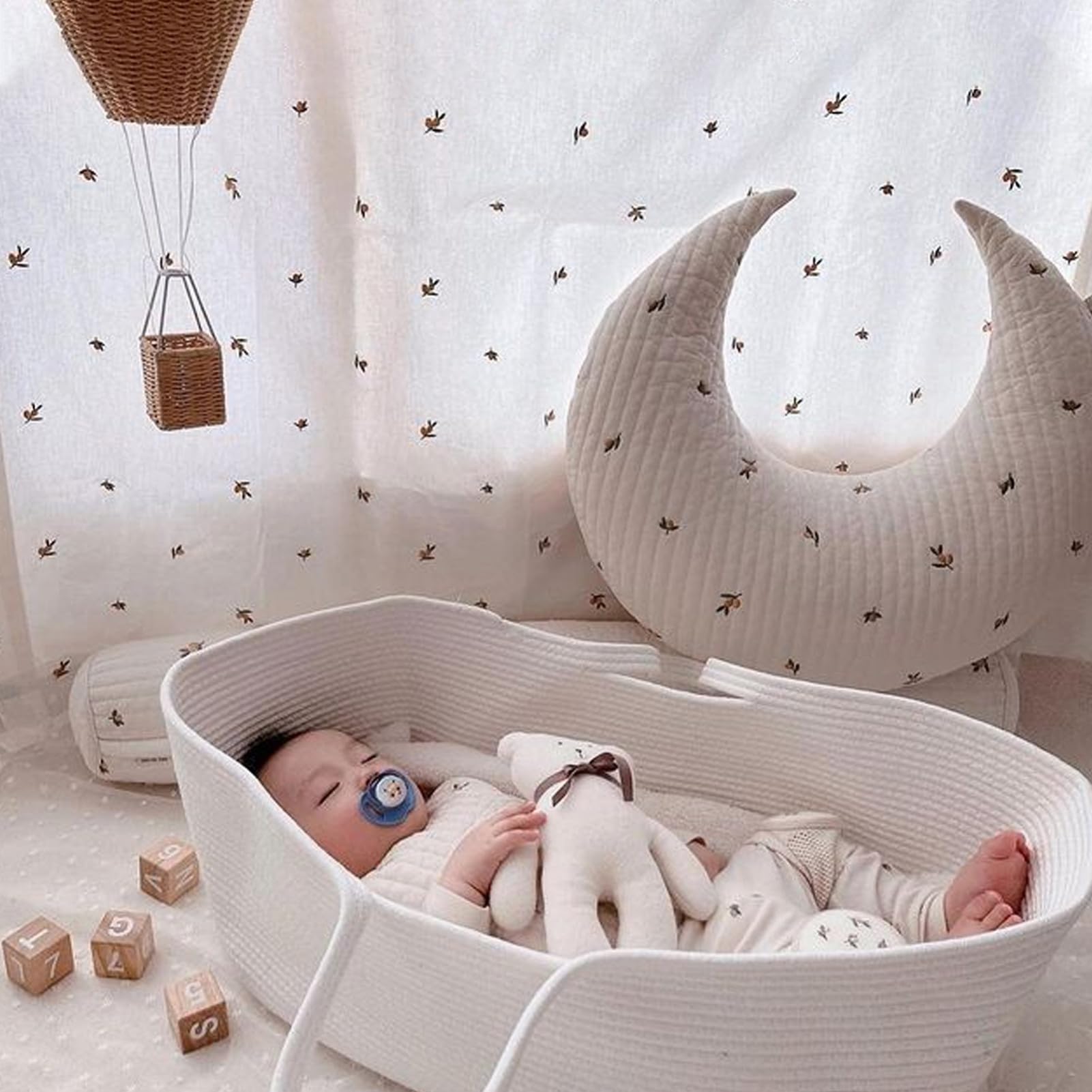 Cesta de Almacenamiento de Tela para Ñiño Beige de Cuerda de Algodón
