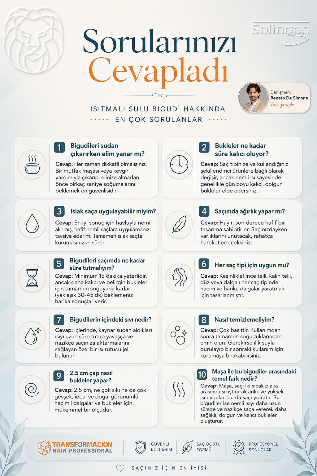 Transformacion 20'li Isıtmalı Sulu Bigudi - Saç Dostu, Pratik, Profesyonel Bukleler ve Dalgalar Solingen Professional 719838