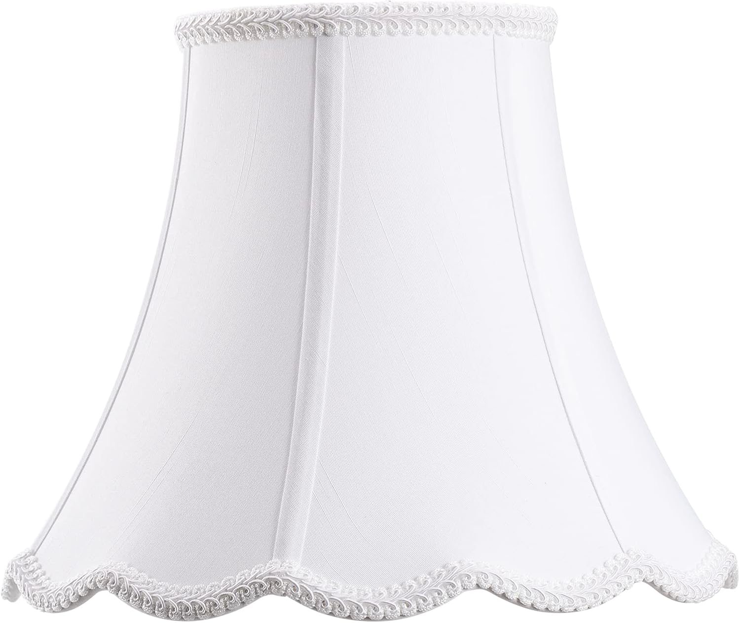 Bell Lamp Shade, Saangseon White Scalloped Lampshade Replacement, 7'' Top x 14'' Bottom x 10.5'' Slant Height x 10'' Vertical Height, Brass Spider