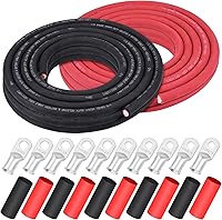 Vista 10 de iGreely Alambre Calibre 6 AWG 20 Pies Negro + 20 Pies Rojo Batería de Soldadura Cable Ultra Flexible de Cobre Puro + 5 pzs de Conectores de Terminal