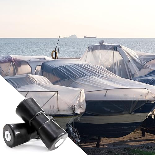 Miniatura 6 de Bekith Paquete de 2 rodillos de remolque de barco de 8 pulgadas de alta resistencia, quilla de eje de goma negra, rodillo de arco de goma, remolque