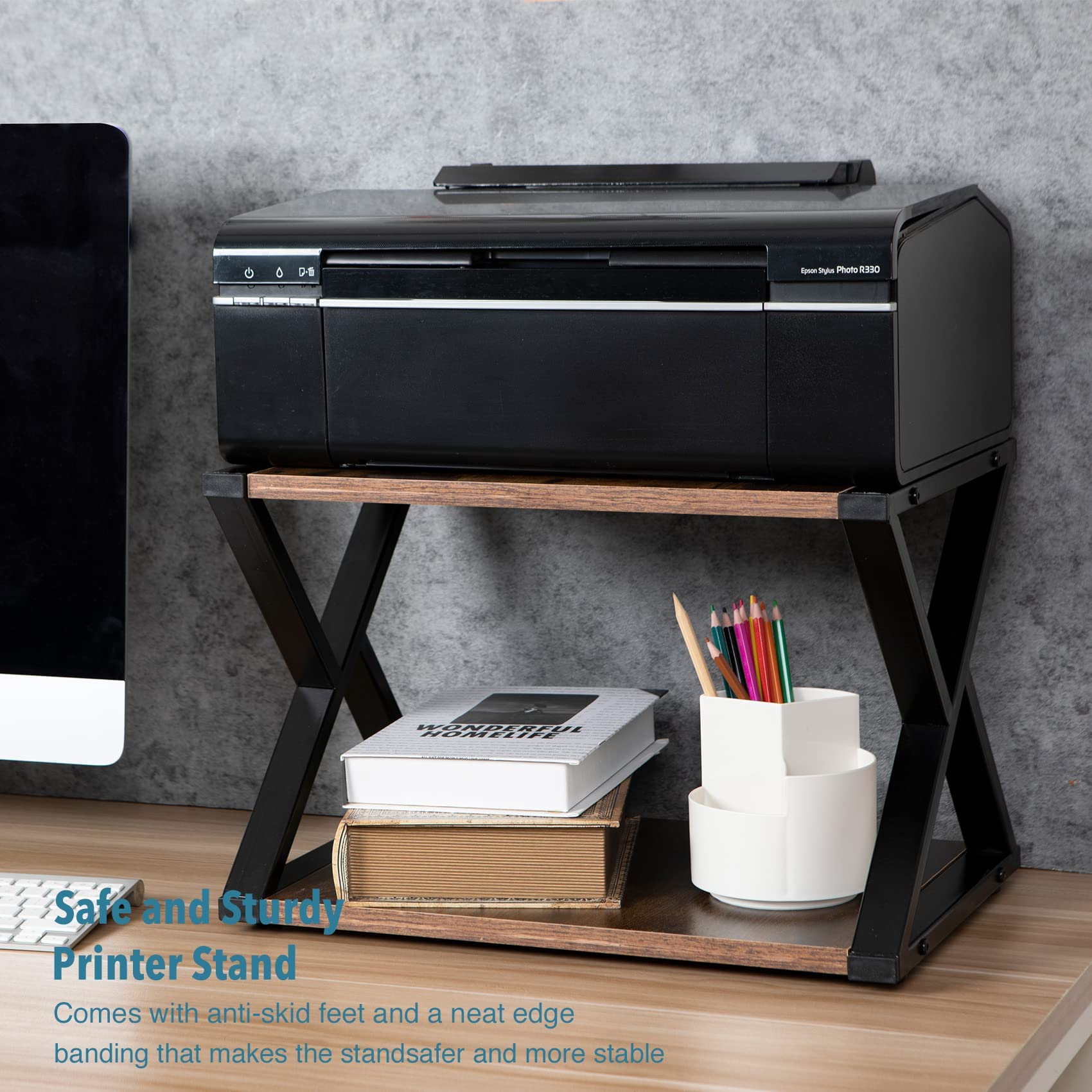 Small Printer Table for Small Spaces Under Desk Printer Stand for