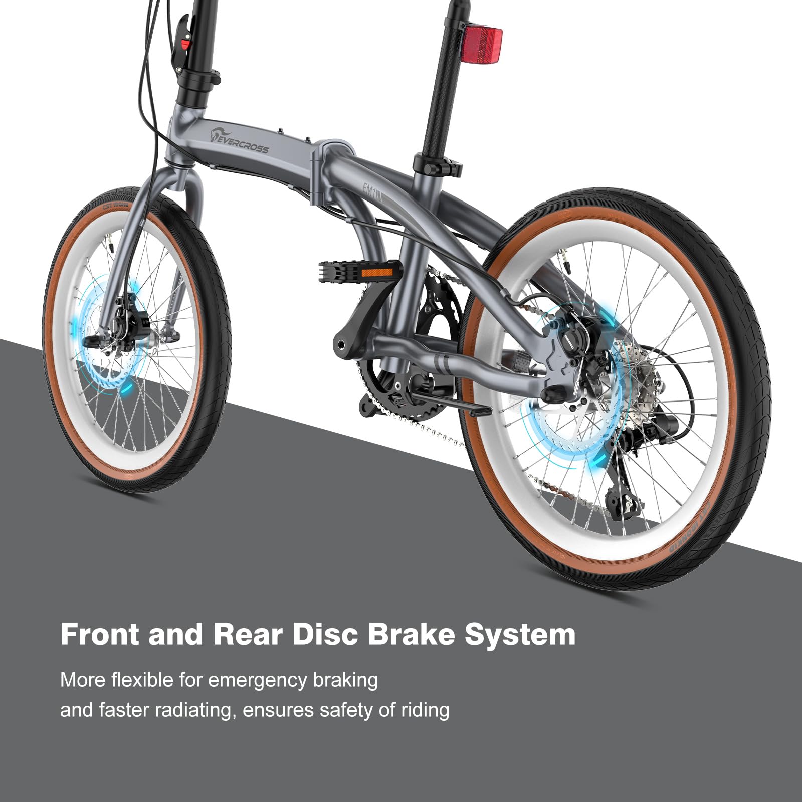 EVERCROSS EM1 Bici Pieghevole per Adulti e Ragazzi dai 12 Anni – Ruote 20", 7 Velocità, Doppi Freni a Disco, Telaio in Alluminio Leggero, Peso 12,7 kg, 99% Pre-montata, Adatta ad Altezze 150-185 cm