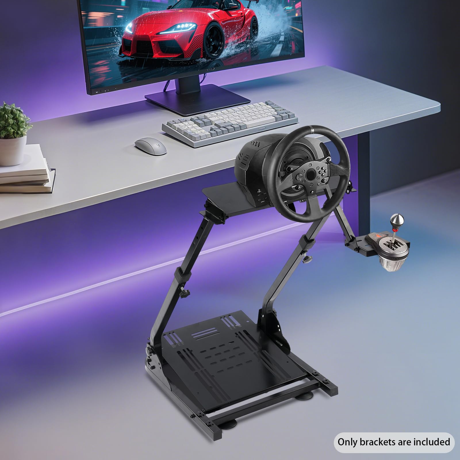 Dettchan Support de volant pliable noir pour les jeux, hauteur réglable de 56 à 78 cm, pour salles de jeux, lieux de divertissement, studios personnels