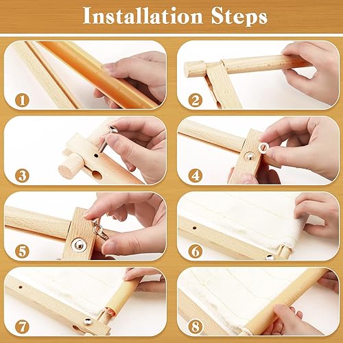 Miniatura 6 de Tapiz bordado de punto de aguja, marco de punto de cruz, marco de costura de madera, soporte de aro de costura, herramienta de soporte de punto de