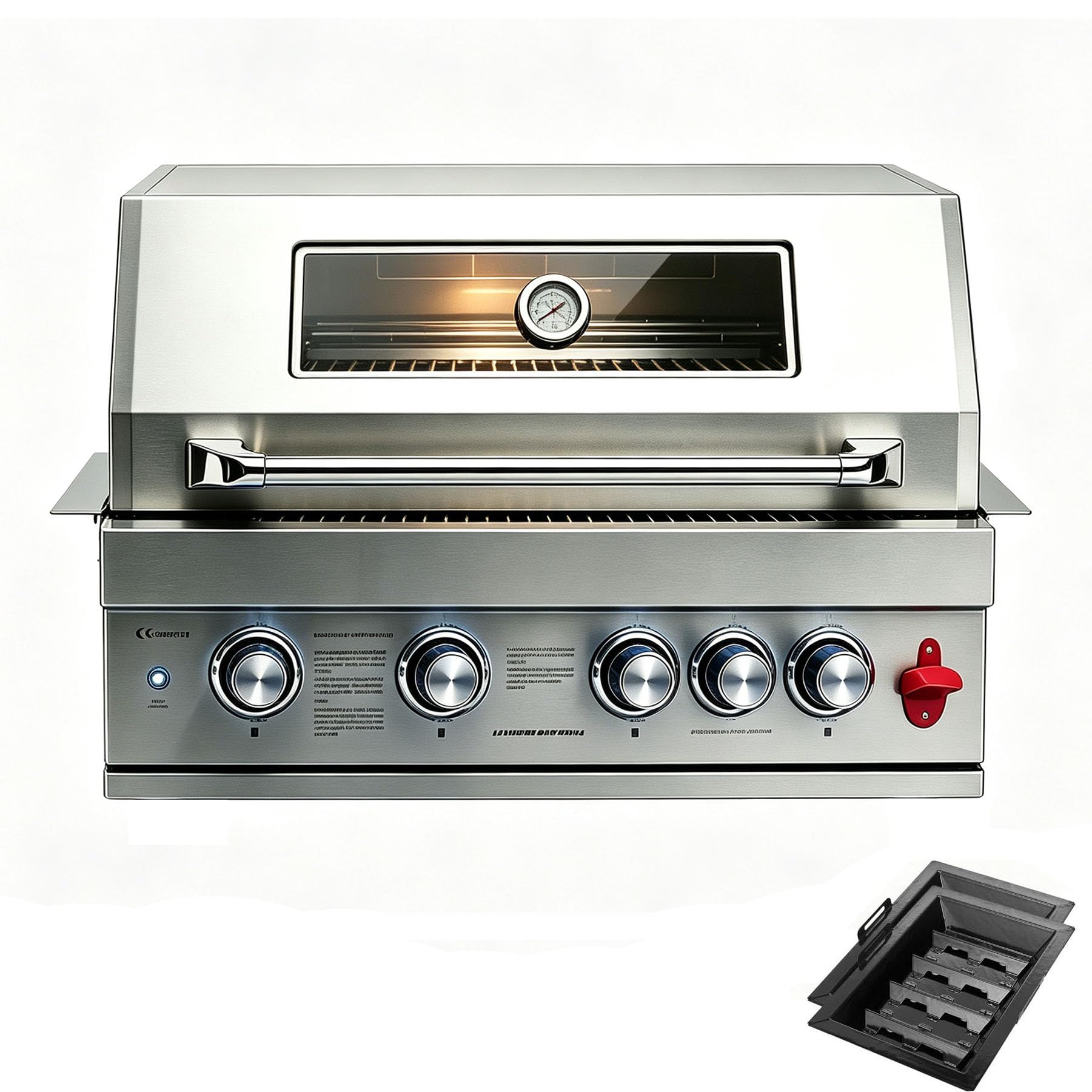 FDSAG 5 Burner 32in Built in Gas Grills Charcoal and Propane Combo Grill