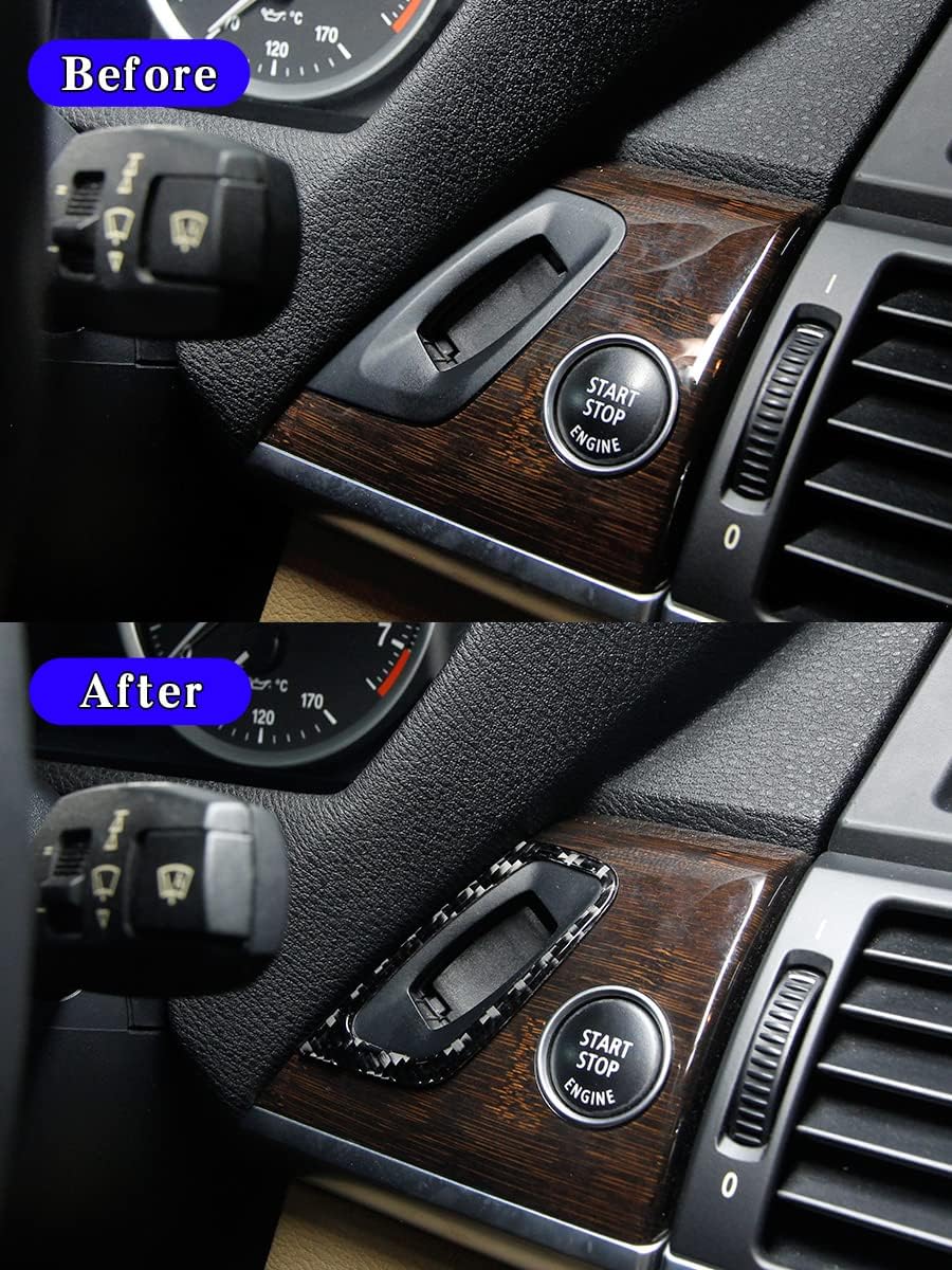 Fit for BMW X5 X6 E70 E71 2008-2013 Car Key Start Position Decoration Sticker, Soft Carbon Fiber Interior Frame Protection Accessories 1pc (Style A (LHD))