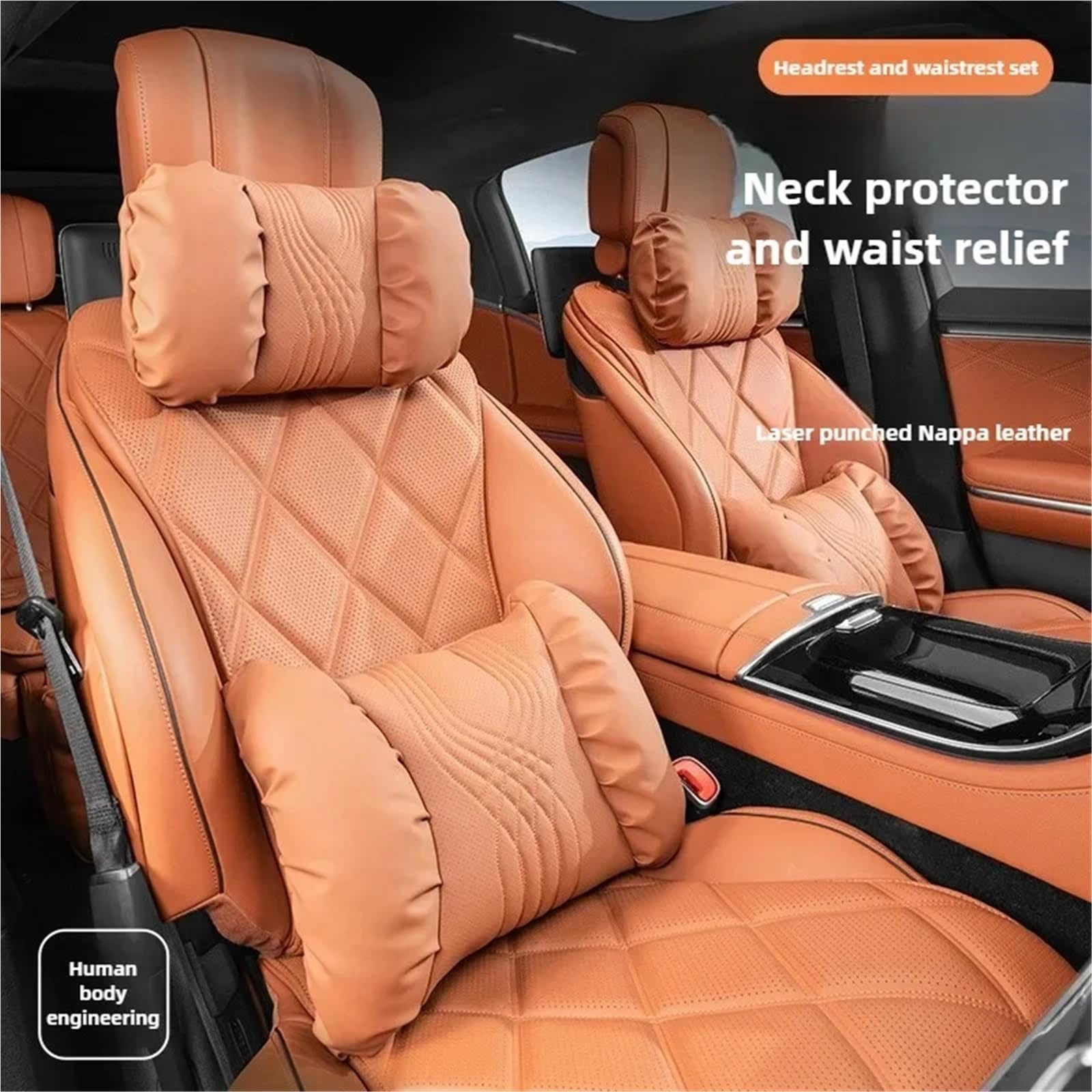 Cale-têtes pour sièges Auto Ensemble appuie-tête, Coussin Lombaire et Soutien Lombaire pour Mercedes-Benz Classe ESCAB Tête de Voiture(Star Grey - Headrest)
