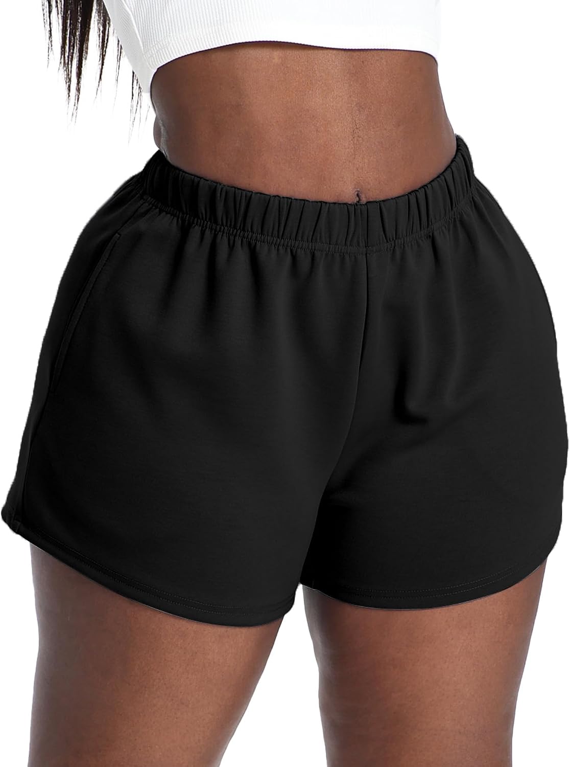 Gocolloa Plus Size Shorts Women Summer Casual High Waisted Loose Lounge Workout Running Sweat Shorts