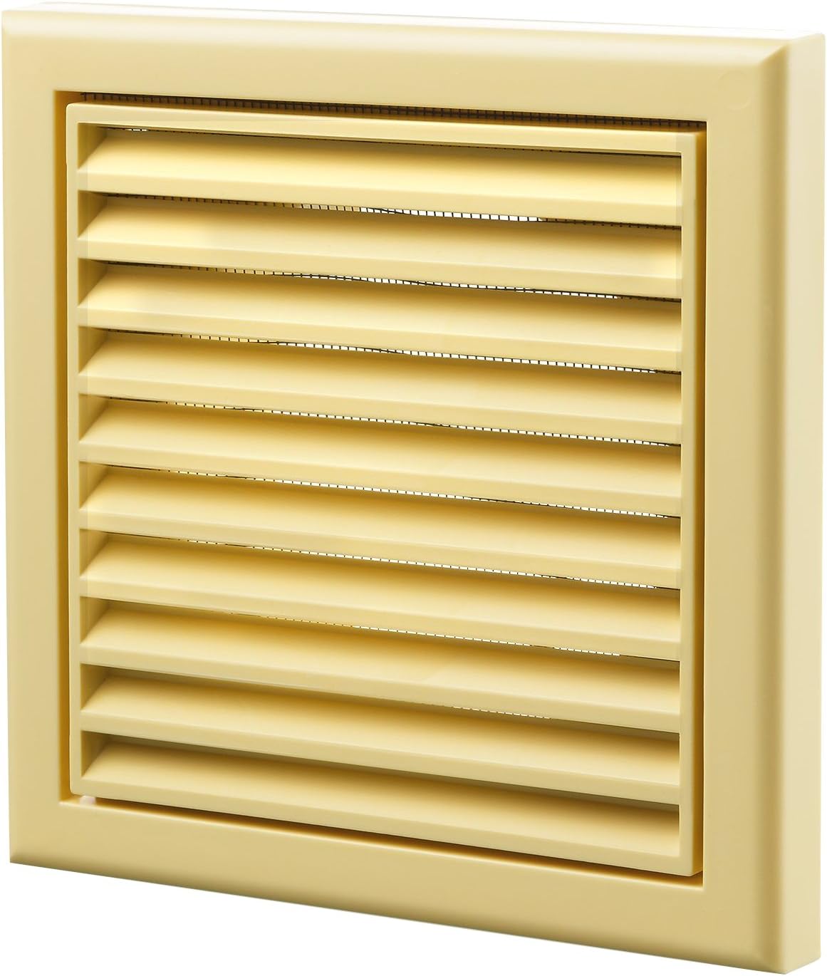 Blauberg Beige Louvred Wall Vent Grille with Flyscreen and Round 100mm - 4 inch Rear Spigot 155mm External Dimension