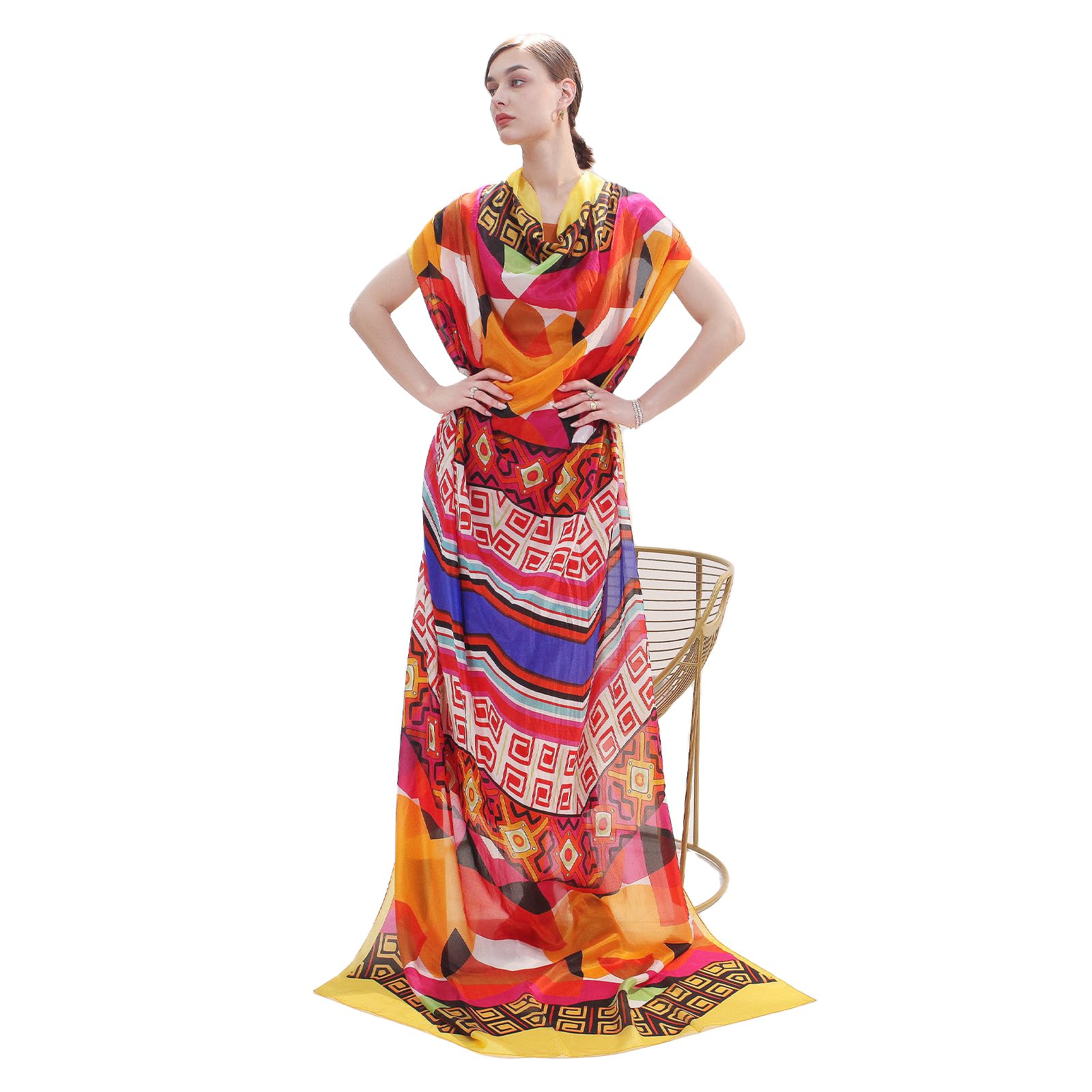 DANA XU100% Mulberry Extra Large Silk Pashmina Scarf Shawls And Wraps For Women Evening Dress Summer Travel Floral Blanket