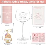 50th Birthday Gifts for Her,Vintage 1976 Platinum Print Wine Glass, 50th Birthday Decorations for Women, 1976 50 Year Old Gift Ideas for Women, Wife, Friends - 16Oz Wine Glass