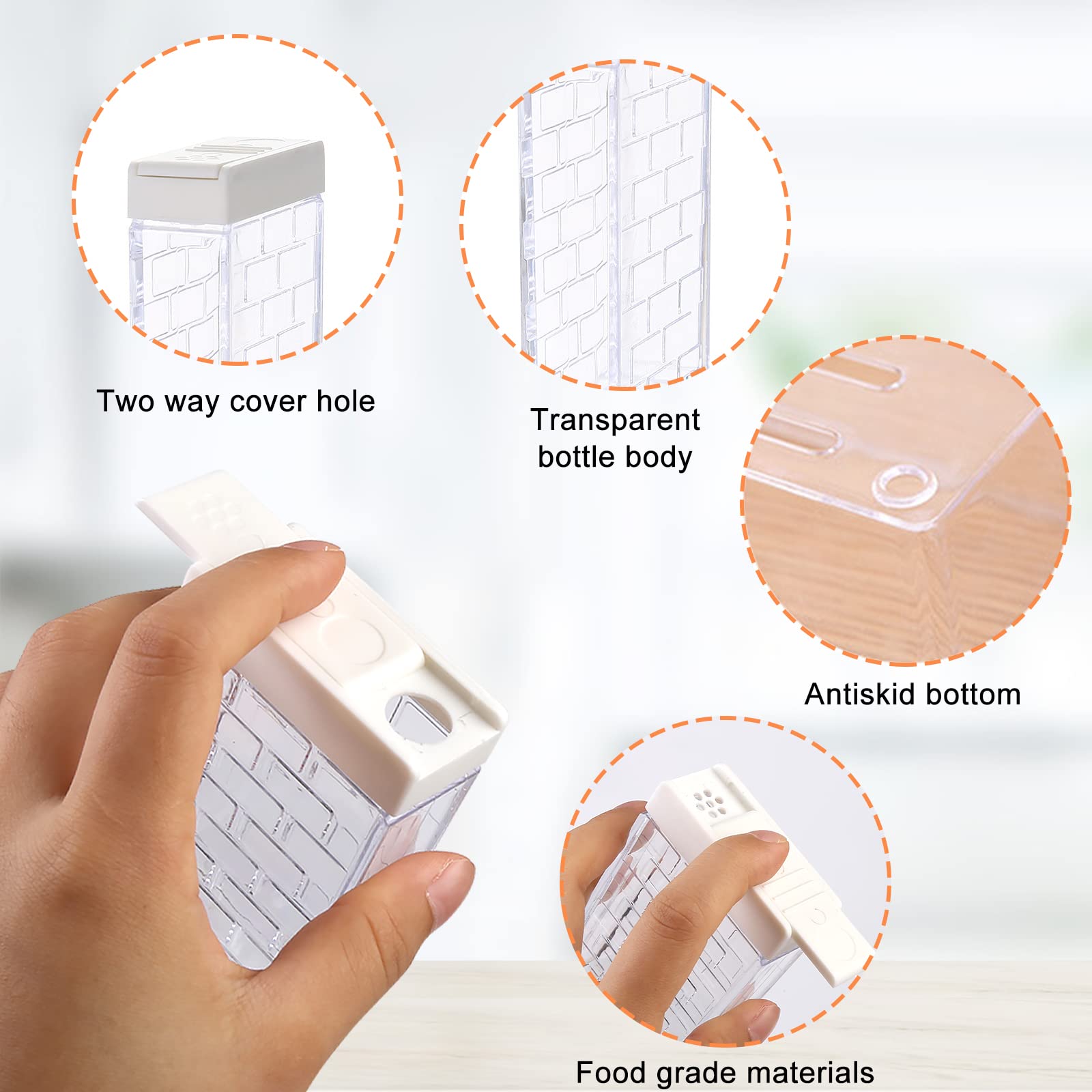 Fahibin Lot de 6 Boîte D'assaisonnement Transparent avec Plateau,Distributeur Pot à Épices avec Plateau,Ensemble de Pots à épices de Camping Pour le camping et les épices, Rangement de Condiments