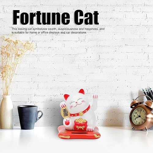 Miniatura 3 de EVTSCAN Gato de bienvenida de la riqueza, gato de la suerte de ahorro de energía para el hogar para el automóvil de la oficina (blanco)
