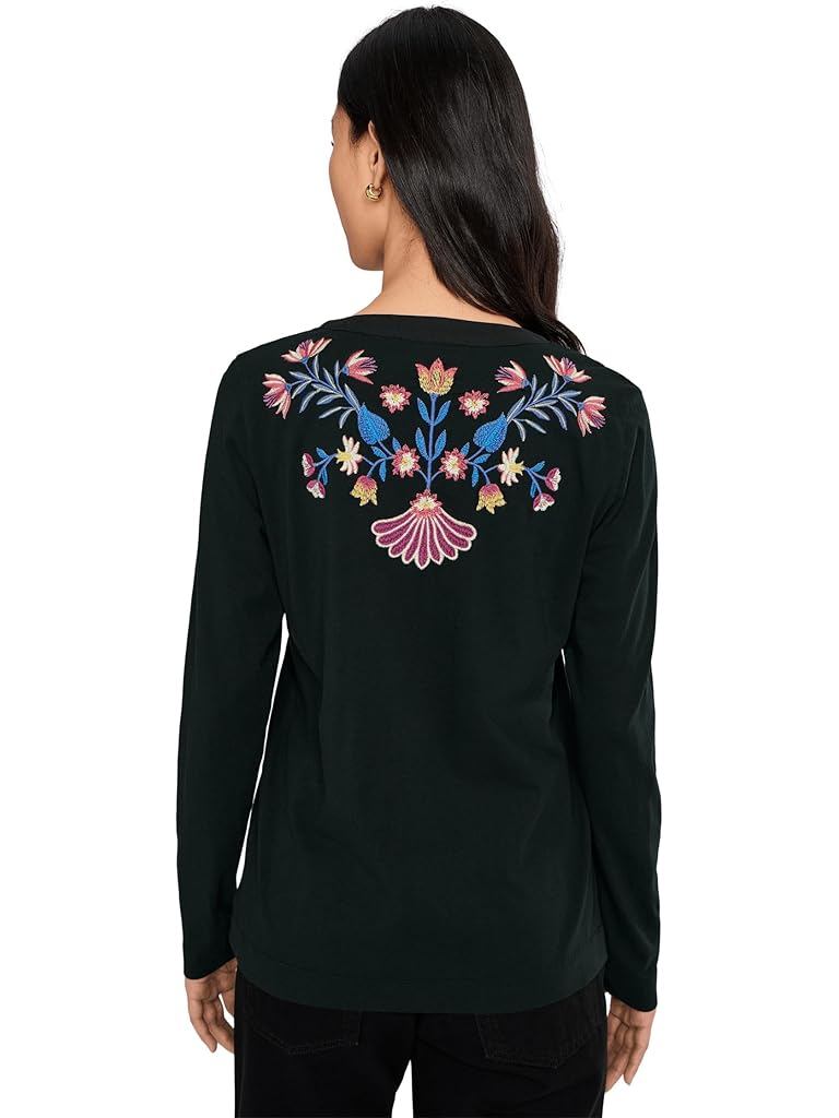 Black Johnny Was Mixed Media Henley T-shirt - Elizabeth