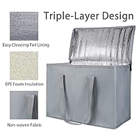 Vista 125 de Bodaon Paquete de 1 bolsas de compras reutilizables aisladas, bolsa enfriadora de picnic XL con cremallera superior para frío, bolsa aislada