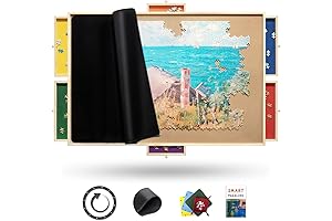 Concealed Puzzle Table with Multiple Drawers and Rotating Board