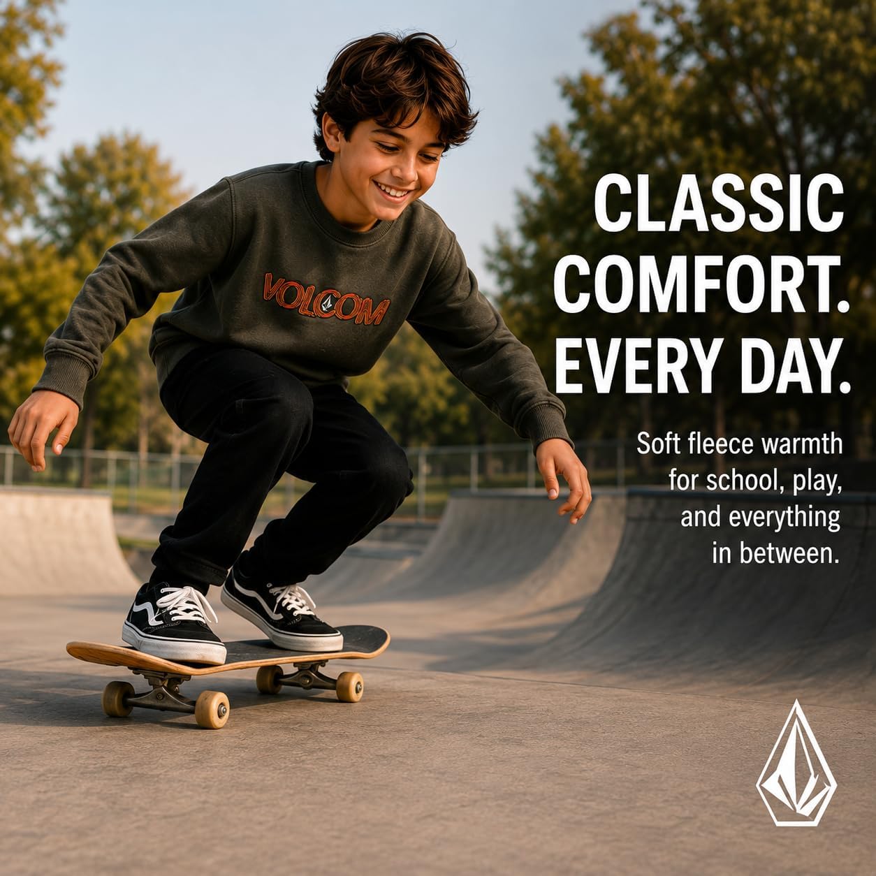 Volcom Boys Sweatshirts - Breathable Performance Soft Fleece Classic Crewneck Graphic Pullover Sweatshirt for Boys