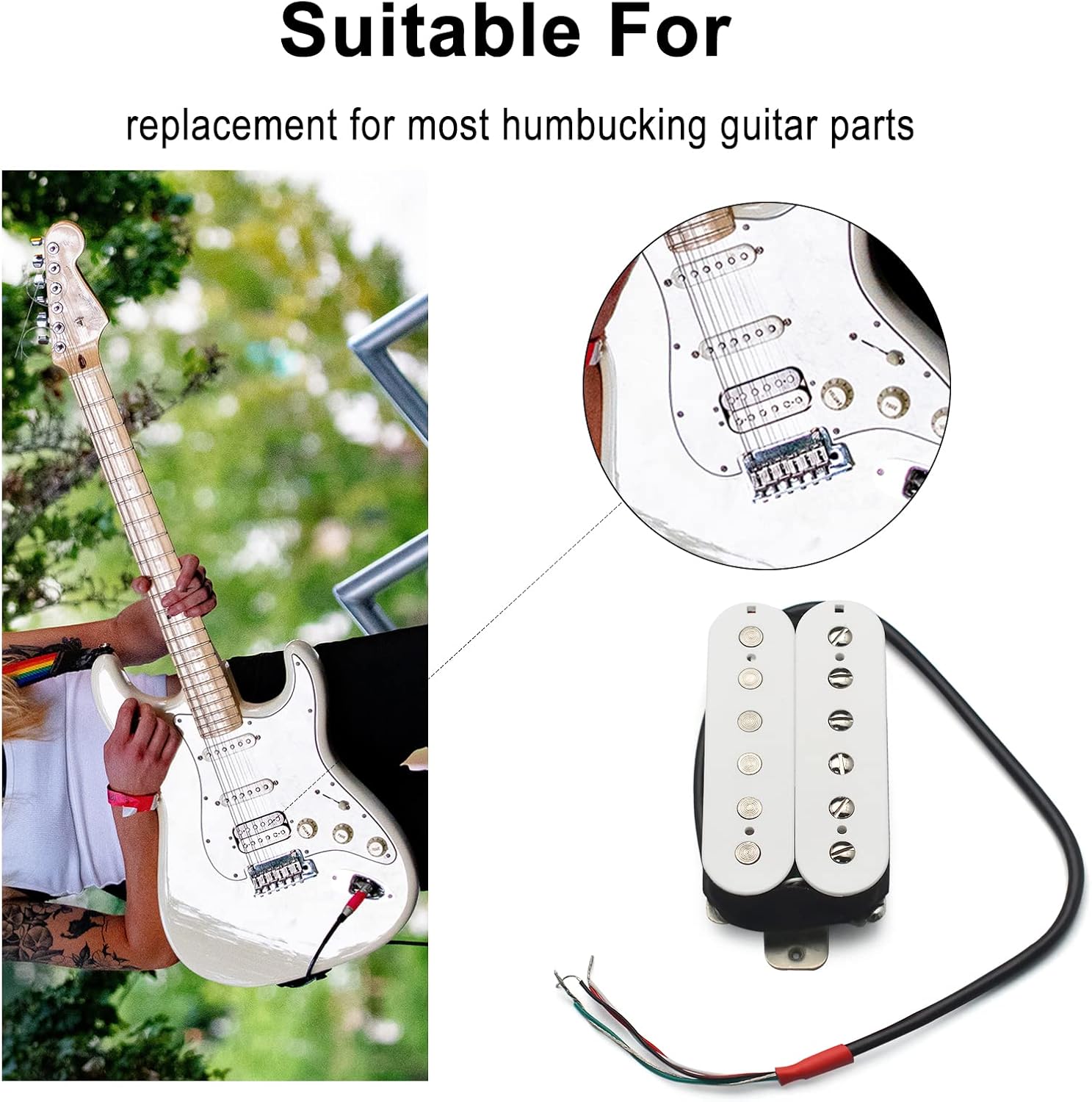 SAPHUE Alnico 5 Electric Guitar Pickup Humbucker Double Coil Pickup Alnico V Guitar parts White