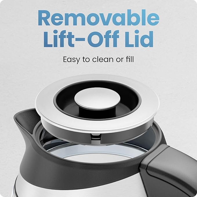 Chefman Electric Kettle with Temperature Control, 5 Presets LED Indicator Lights, Removable Tea Infuser, Glass Tea Kettle & Hot Water Boiler, 360° Swivel Base, BPA Free, Stainless Steel, 1.8 Liters