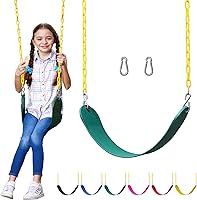 Jungle Gym Kingdom Heavy Duty Swing Seat Replacement for Outdoor Swing Sets - Pinch-Free Chains, 300 lbs Capacity, Kids Backyard Swing (Green)