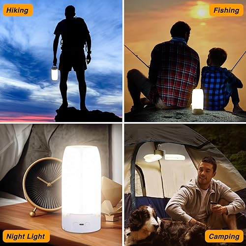 Miniatura 7 de Linterna LED de camping recargable, luz de camping plegable con 96 LED, luz de tienda de campaña de 5000 mAh con atenuación continua, linterna