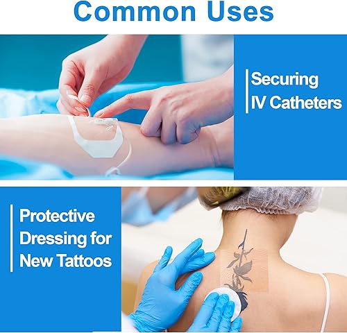 Vista 23 de LotFancy Apósito de película transparente, 2.37 x 2.75 pulgadas, 35 unidades, cubierta impermeable para heridas, almohadilla adhesiva médica estéril