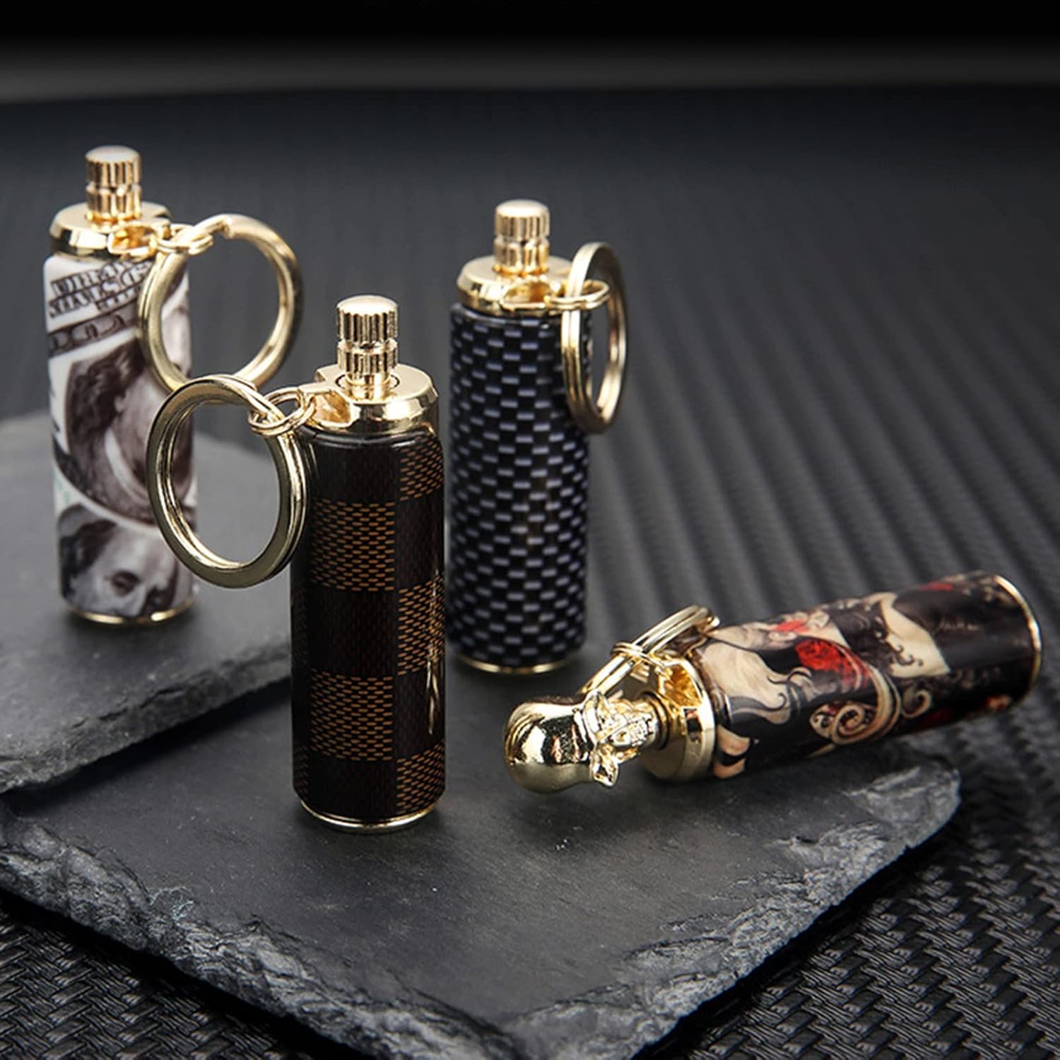 Match Lighter Keychain for Camping, Windproof Refillable Vintage Kerosene Lighters, Fire Starter Candle Lighter Gift for Father Boyfriend Husband(Without Kerosene)