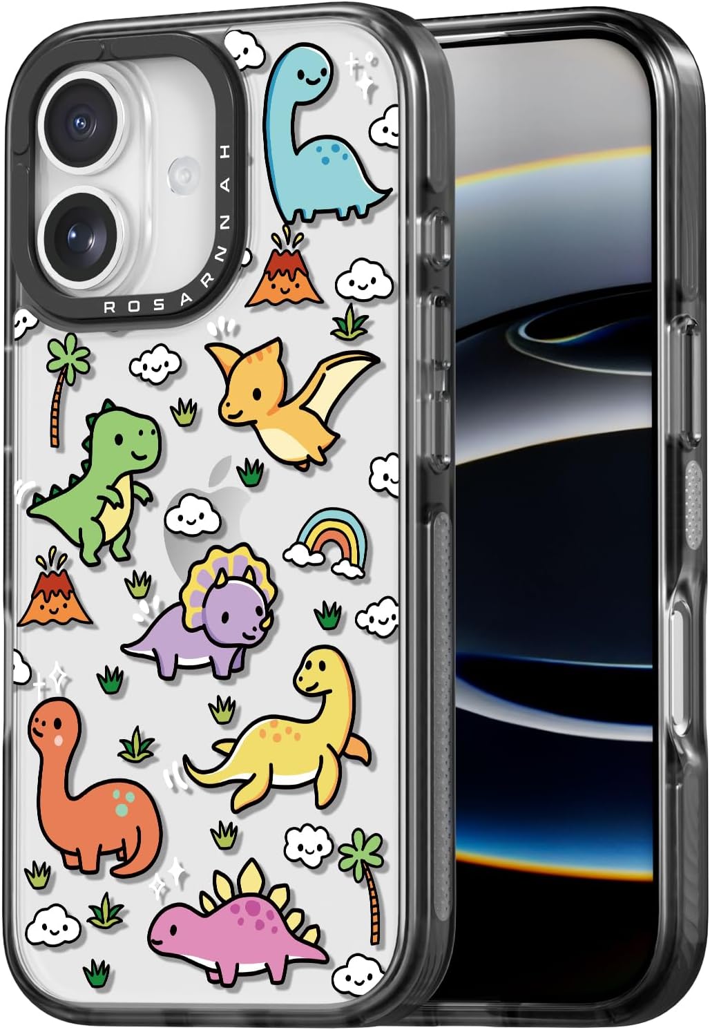 for iPhone 17 Case Cute - Durable Shockproof 6.6 ft Drop Impact Phone Case - Funny Dinosaur Land Design (6.3") Black
