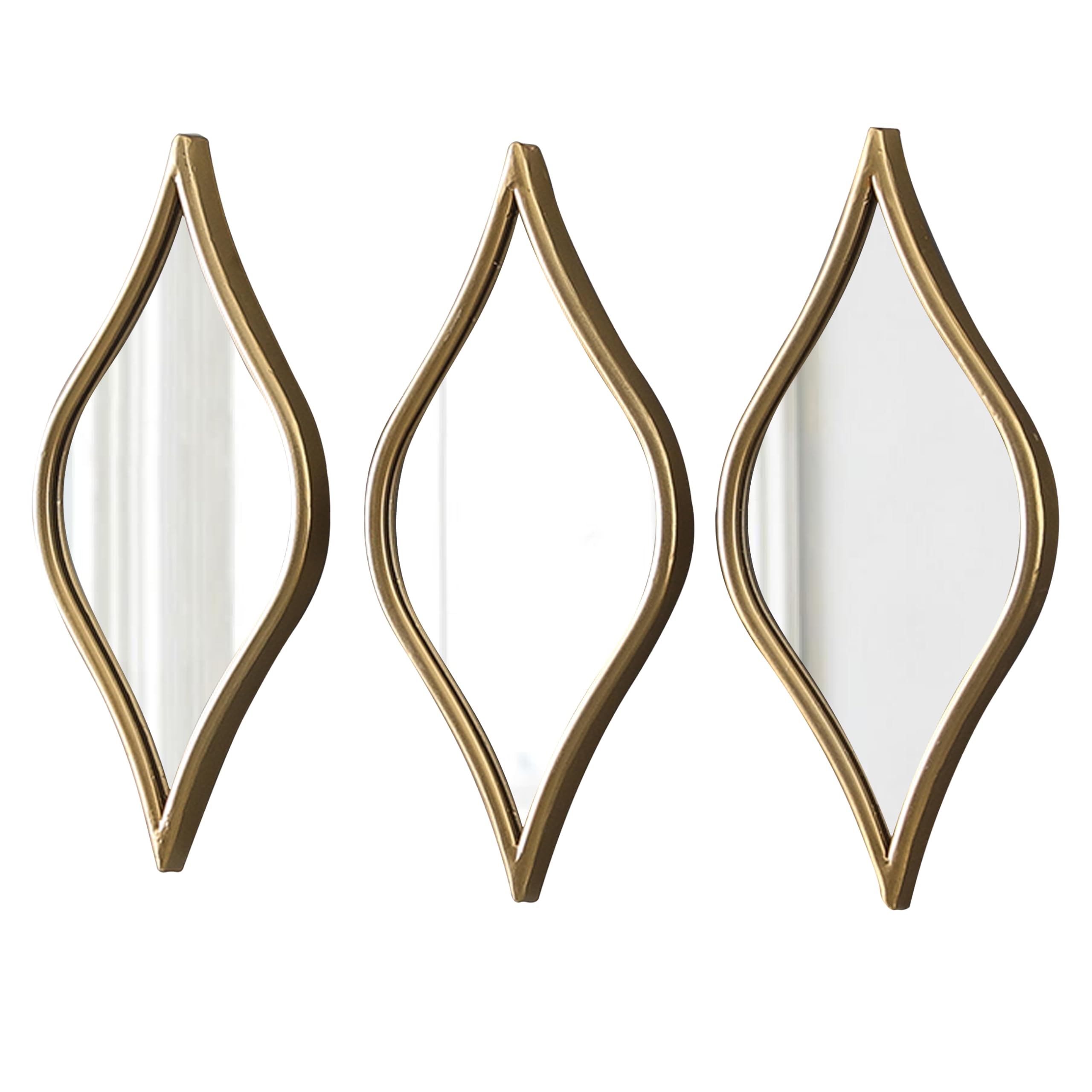 Juego de 3 espejos vintage para decoración de pared, espejos dorados colgantes