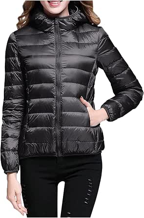 Women's Packable Puffy Down Hooded Puffer Jacket