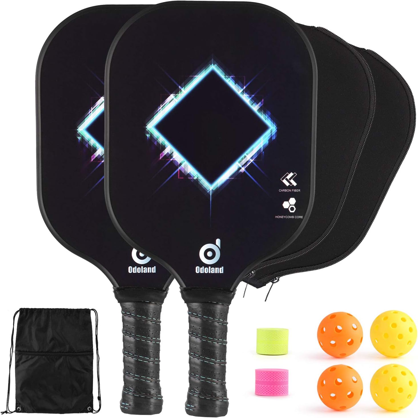 Odoland Pickleball Paddle Set, Lightweight Graphite Surface and Polymer