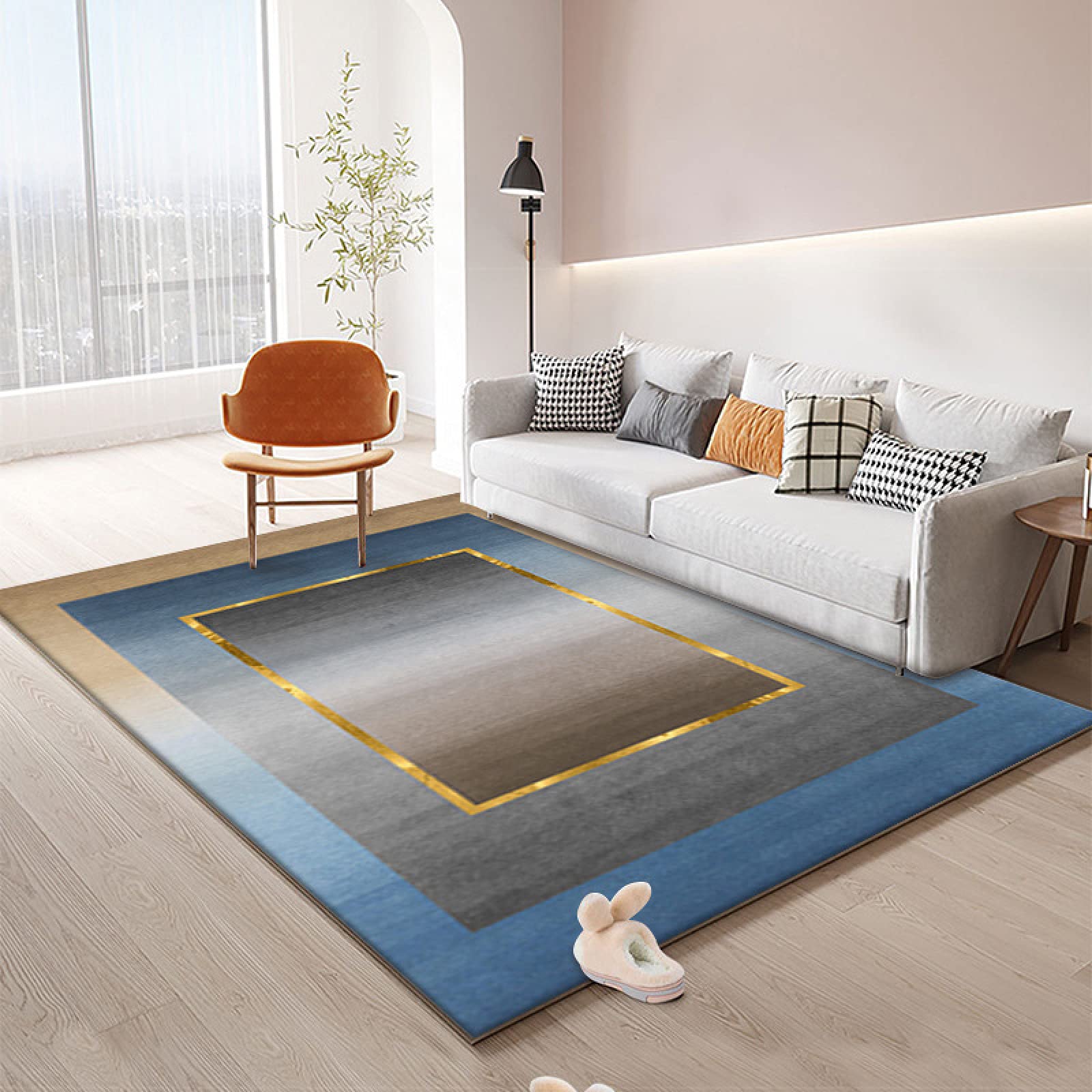 Grand tapis de salon doux pour créer un coin lecture cosy