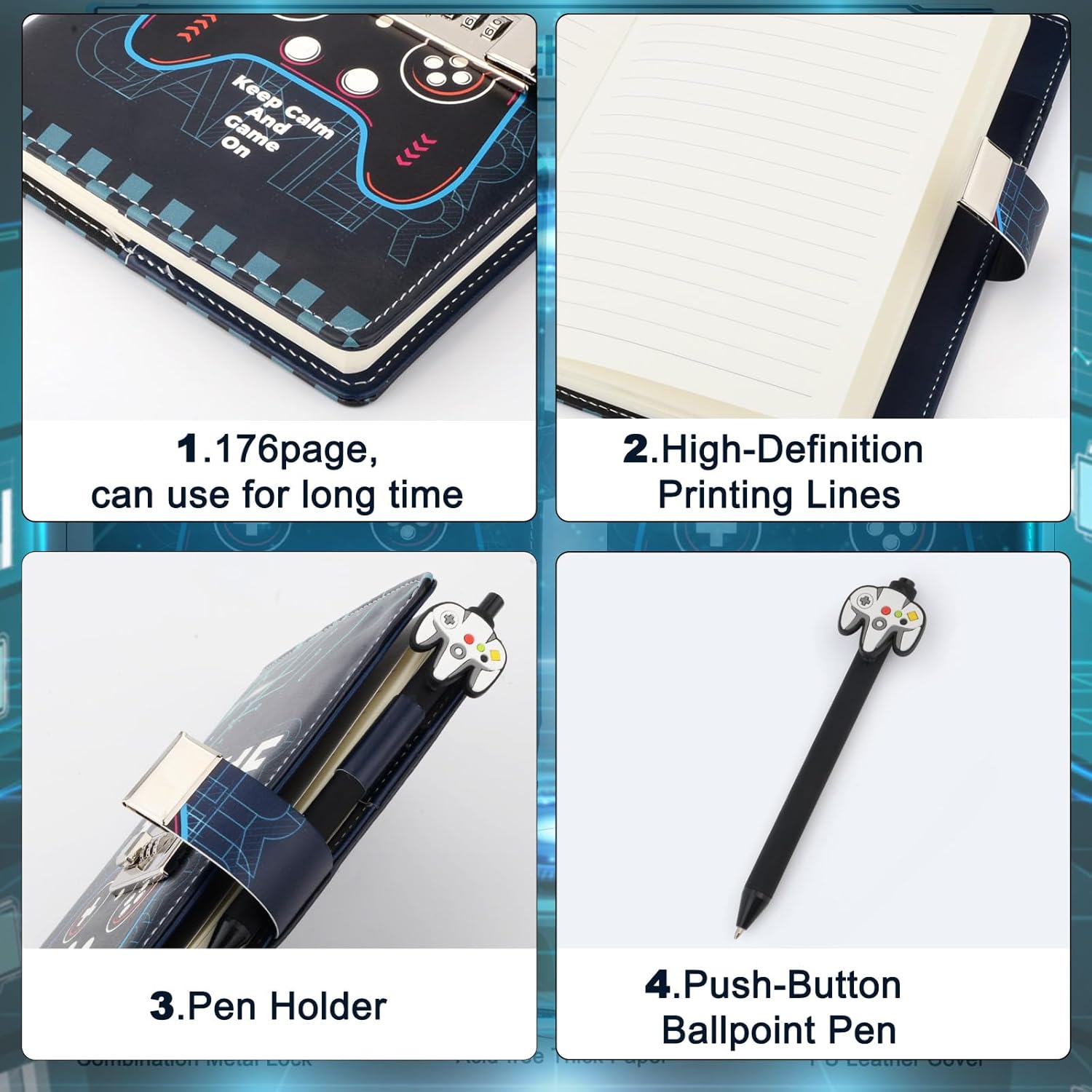 Diary with Lock for Boys Ages 8-12, Game Journal with Lock, Video Game Diary for Teen Boys 10-18, Birthday Easter Gifts for Boy Journal with Pen, Gaming Notebook Writing Drawing Gifts for 10 11 12 13 14 15 16 Teenagers - Image 6