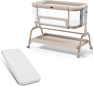 NeoBorn 3 in 1 Baby Bassinet, Bedside Bassinet for Baby, Rocking Bassinet with 33'' x 19'' inch Mattress